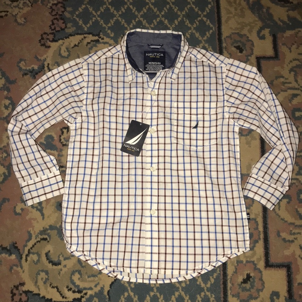 NWT Boys Nautica Long Sleeve Striped Shirt  5/6